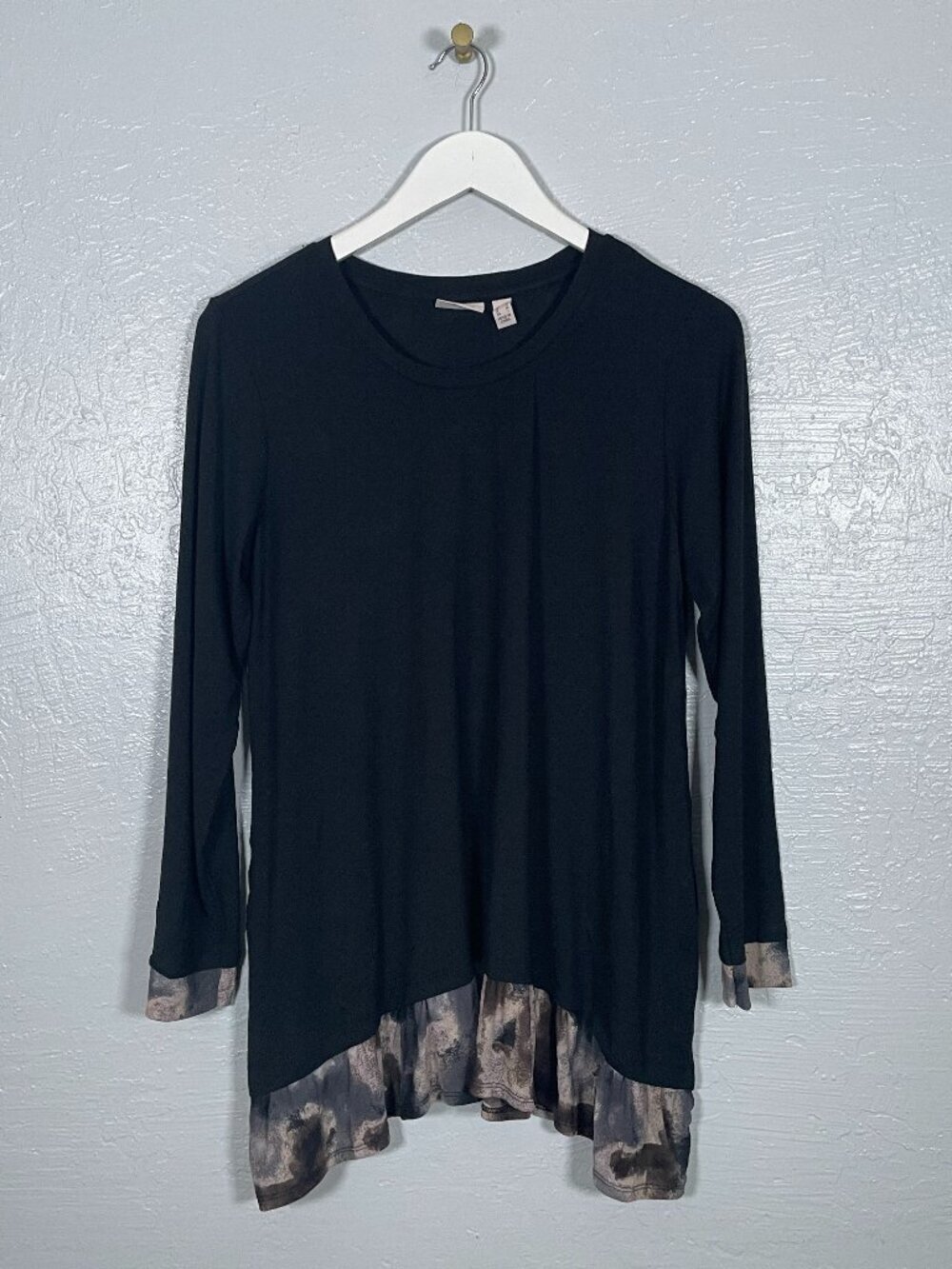 LOGO b y Lori Goldstein Women S Black Long Sleeve Blouse Contrast Trim Pockets